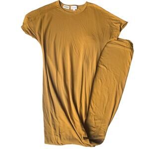 Lularoe Women’s Short Sleeve Screw Neck Midi Dress size XXS,Solid Mustard Yellow